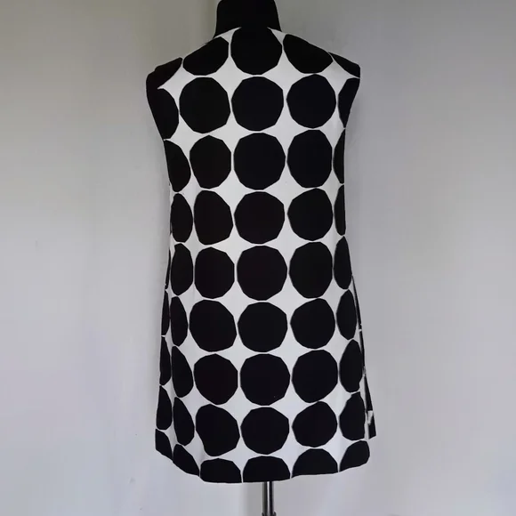 Marimekko "Pienet Kivet" Black and White Mod Sleeveless Mini Shift Dress - Picture 4 of 6